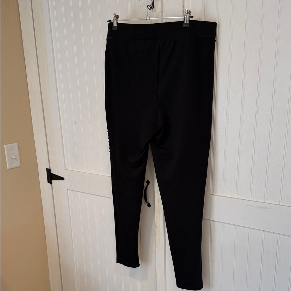 INC: Black Leggings with Leather look Accents size XL - Picture 6 of 7